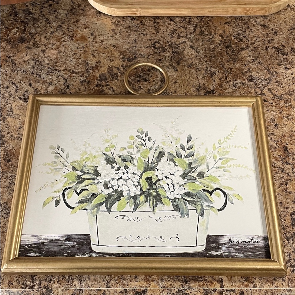 Framed Gold Floral Canvas Wall Art